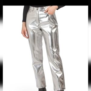 7 For All Mankind Silver Straight Leg Pants